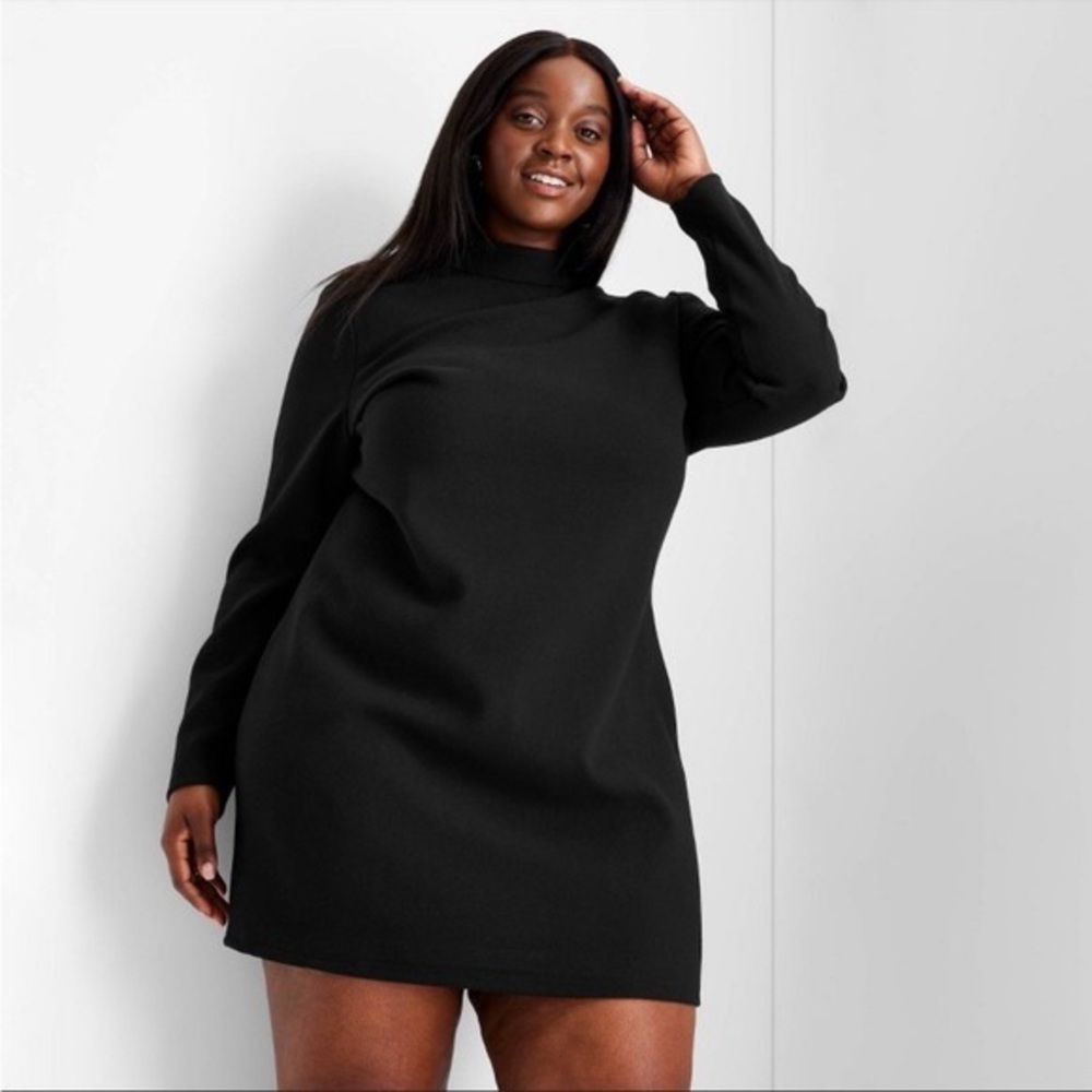 Future Collective With Kahlana Barfield Long Sleeve Mock Neck Open Back Dress